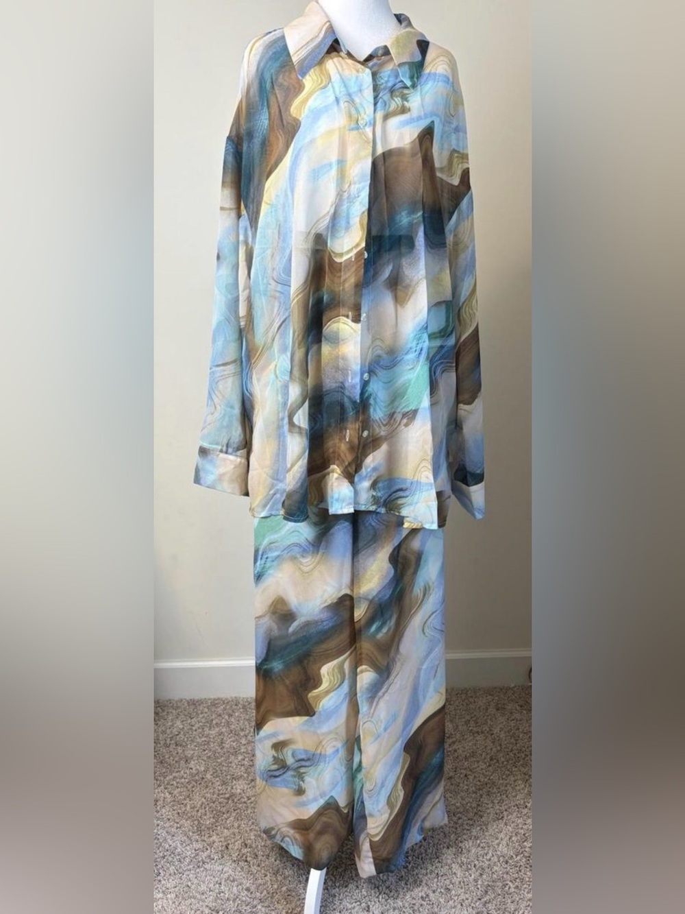 Eloquii Matching Chiffon Women’s Set Resort Wear - Plus Size 20
